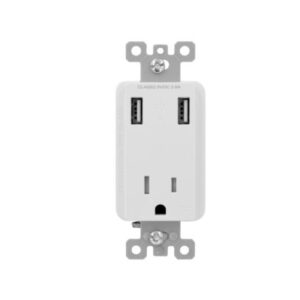 3.6 Amp Dual USB Charger, 15 Amp Single Tamper Resistant Receptacle