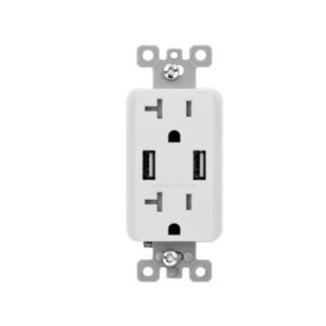 3.0 Amp Dual USB Charger, 20 Amp Duplex Tamper Resistant Receptacle