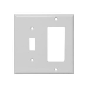 2 Gang, Plastic, 1 Toggle Switch & 1 Decorative Combination Wall Plate