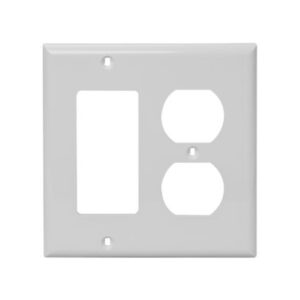 2 Gang, Plastic, 1 Duplex Receptacle & 1 Decorative Combination Wall Plate