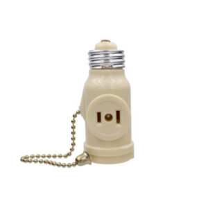 Socket Adapter with Pull Chain and 2 Outlets