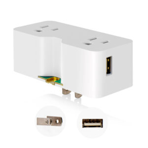 4.2 AMP USB Wall Charger Dual Type A | 15 AMP Double Outlet Converter | Extendable Grounding Lug | NEMA 5-15R