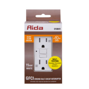 15 AMP Tamper Resistant & Weather Resistant Self-Test Duplex GFCI Receptacle with LED Light | Side-Wire & Back-Wire