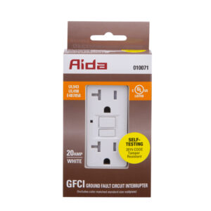 20 AMP Tamper Resistant Self-Test Duplex GFCI Receptacle with LED Light | Side-Wire & Back-Wire