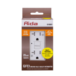 20 AMP Tamper Resistant & Weather Resistant Self-Test Duplex GFCI Receptacle with LED Light | Side-Wire & Back-Wire
