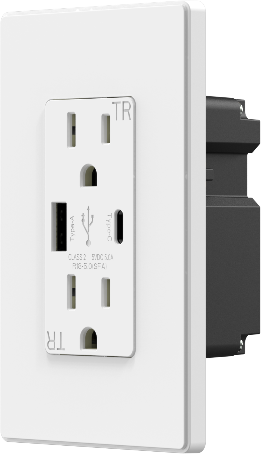 5.0 AMP USB Charger Type A+C | 15 AMP Duplex Tamper Resistant Receptacle | Side-Wire & Back-Wire