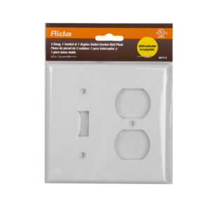2-Gang 1 Toggle Switch & 1 Duplex Receptacle Combination Thermoplastic Wall Plate