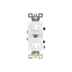 15 AMP Residential Combination Single-Pole Horizontal Duplex Toggle Switch | Back-Wire, Side-Wire